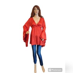 classic equipment Femme  signature red tank long sleeve blouse